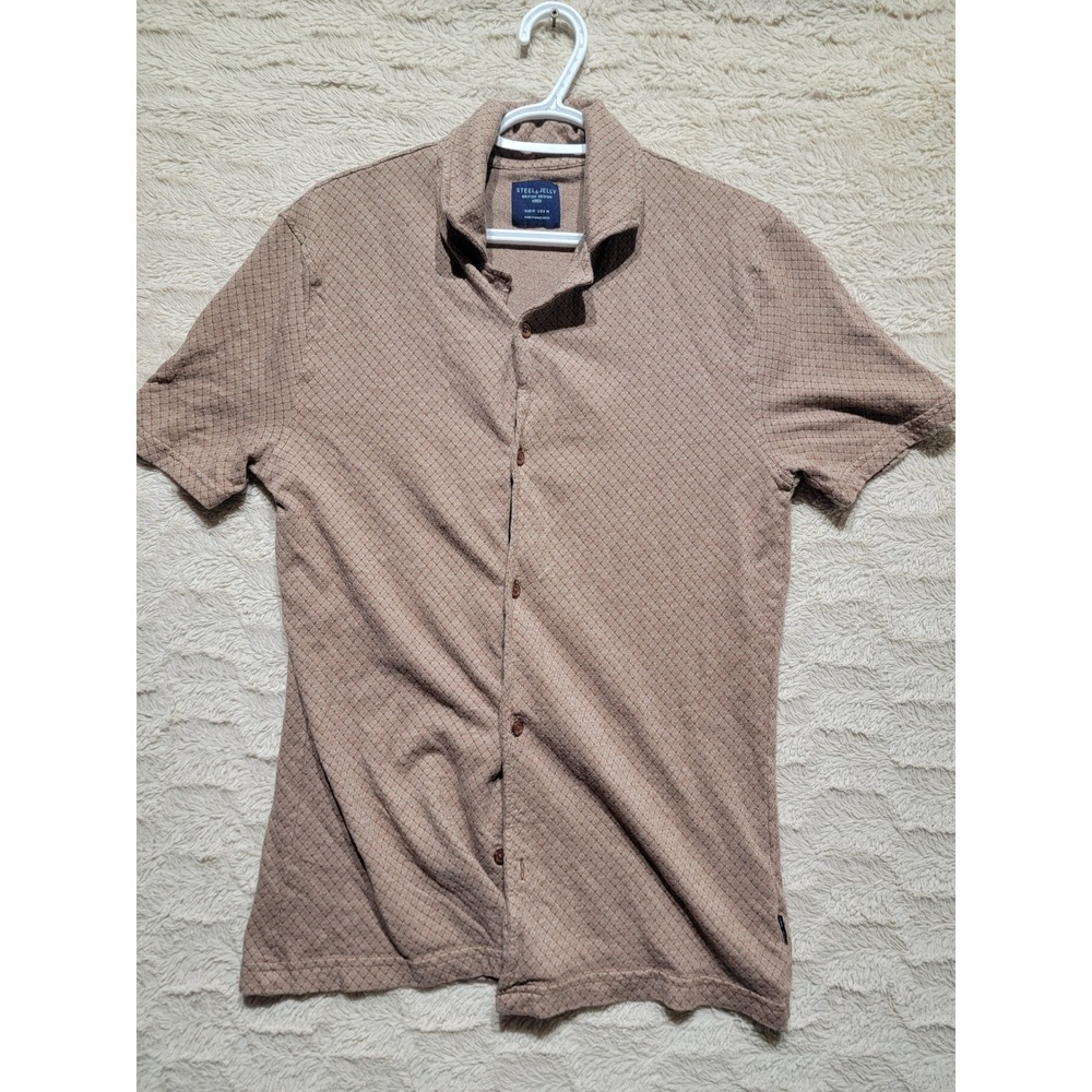 Steel & Jelly Mens Brown Textured Diamond Waffle Knit Cotton Shirt Size M